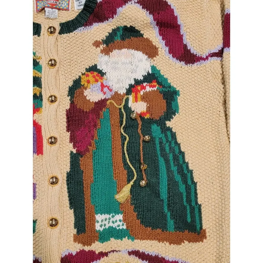 VTG Cardigan Bay Christmas Sweater 1X Cardigan‎ Hand-Knitted